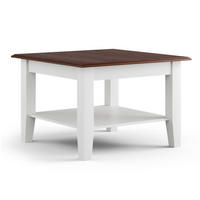 COUCHTISCH Belluno Elegante Kiefer weiß (RAL9010) lackiert / Kiefer gebeizt, Nussbaumfarben 70 / 70 / 48cm - Nussbaumfarben/Weiß, Holz (70/70/48cm) - Feldmann-Wohnen
