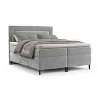 BOXBETT Noble Hellgrau 180/200 cm - Hellgrau/Schwarz, Holz/Holzwerkstoff (180/200cm) - Maison de Reve