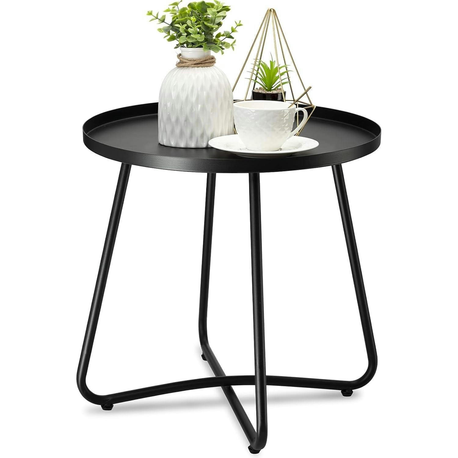BEISTELLTISCH Stahl Schwarz Wetterfest - Schwarz, Metall (45/45/45cm)