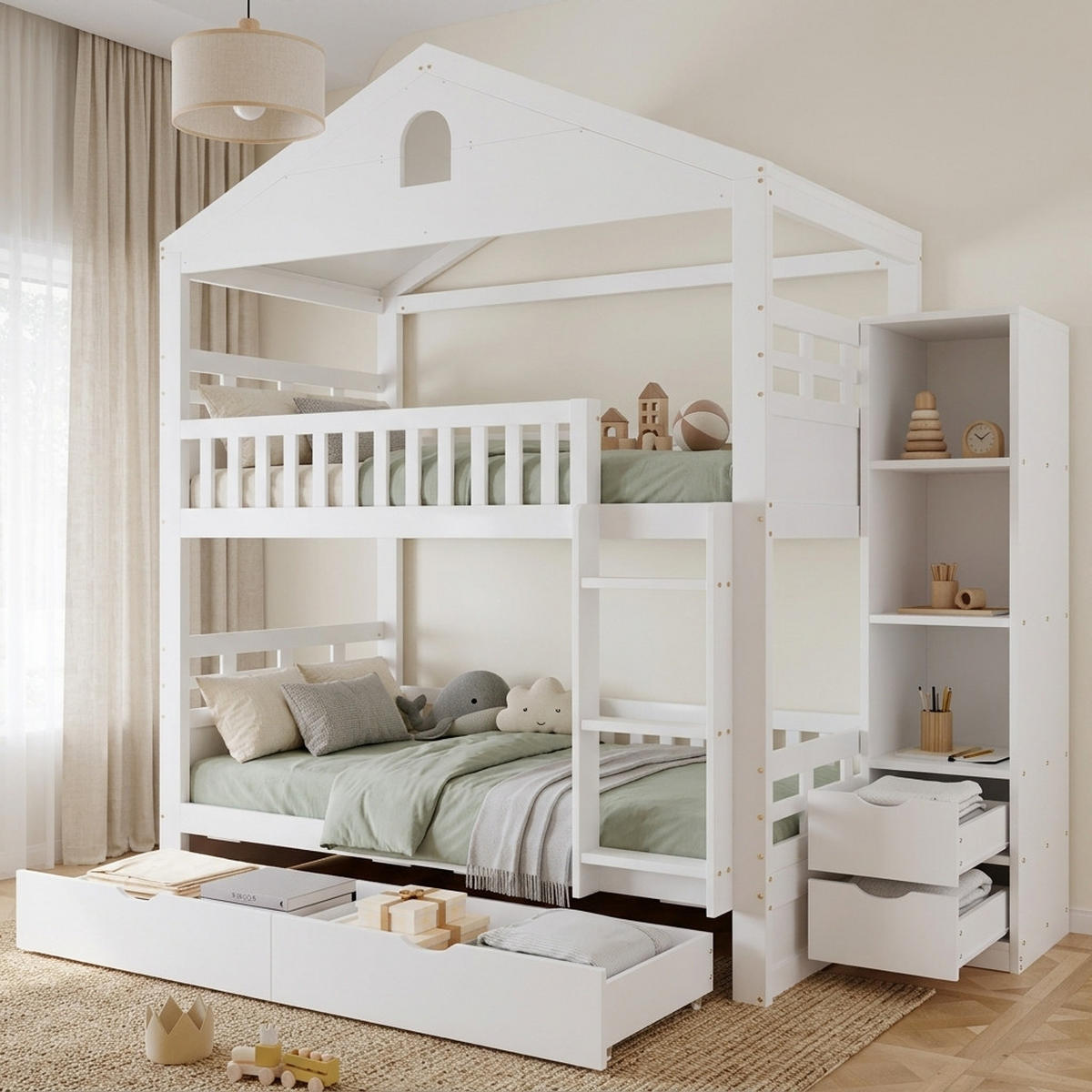 ETAGENBETT 90/200 cm Weiß - Weiß, Holz