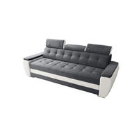 SCHLAFSOFA DIANA Schaumstoff und Holz Breite 230 cm - Dunkelgrau/Weiß, Holz (230/90/95cm) - Robin