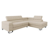ECKSOFA Laris Premium, Seite: Rechts - Beige/Schwarz, Holz/Textil (203/271cm) - MIRJAN24