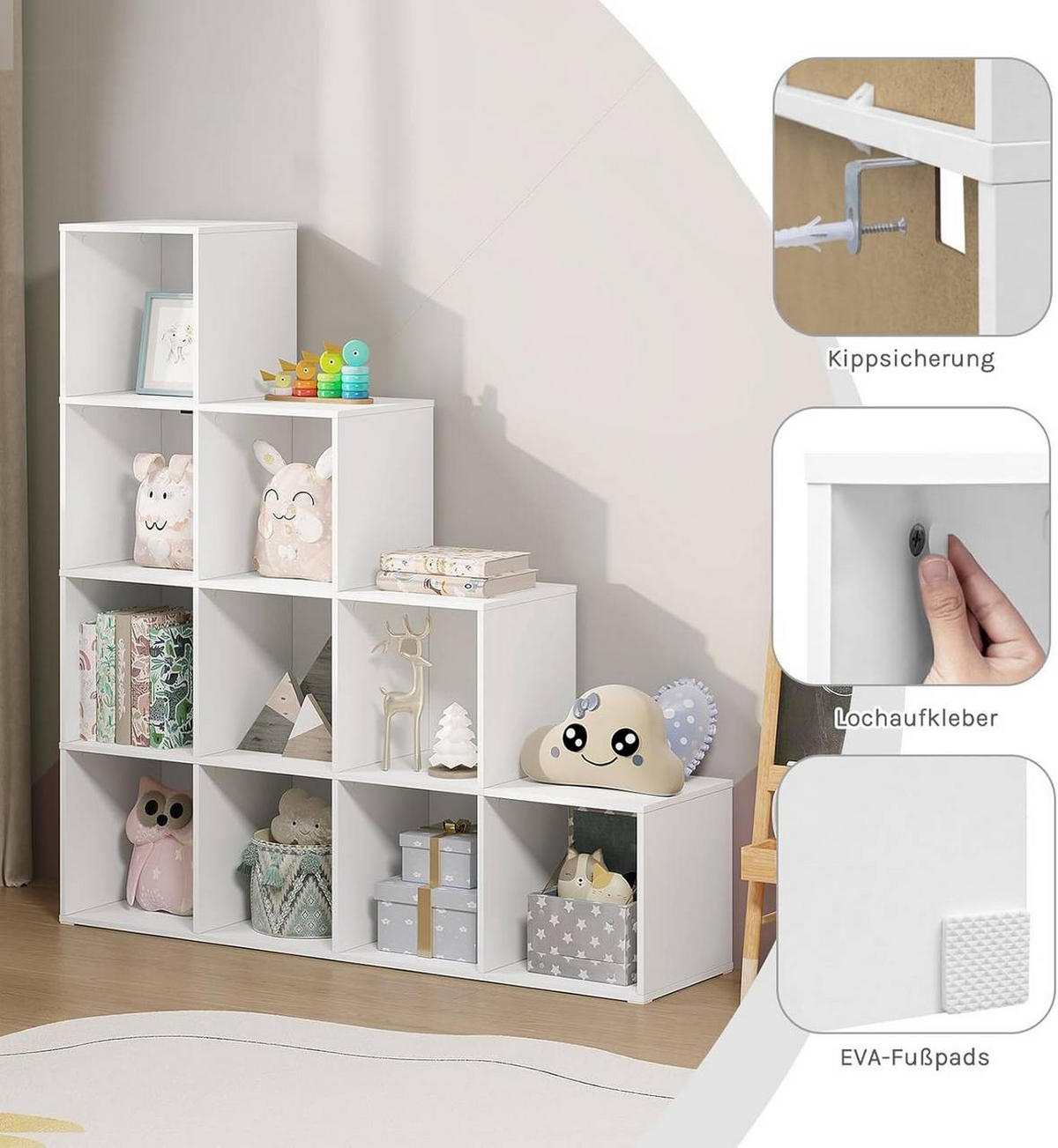 REGALE Bücherregal mit 10 Fächern, Würfelregal, Weiß - Weiß, Holzwerkstoff (120/120/30cm) - Woltu