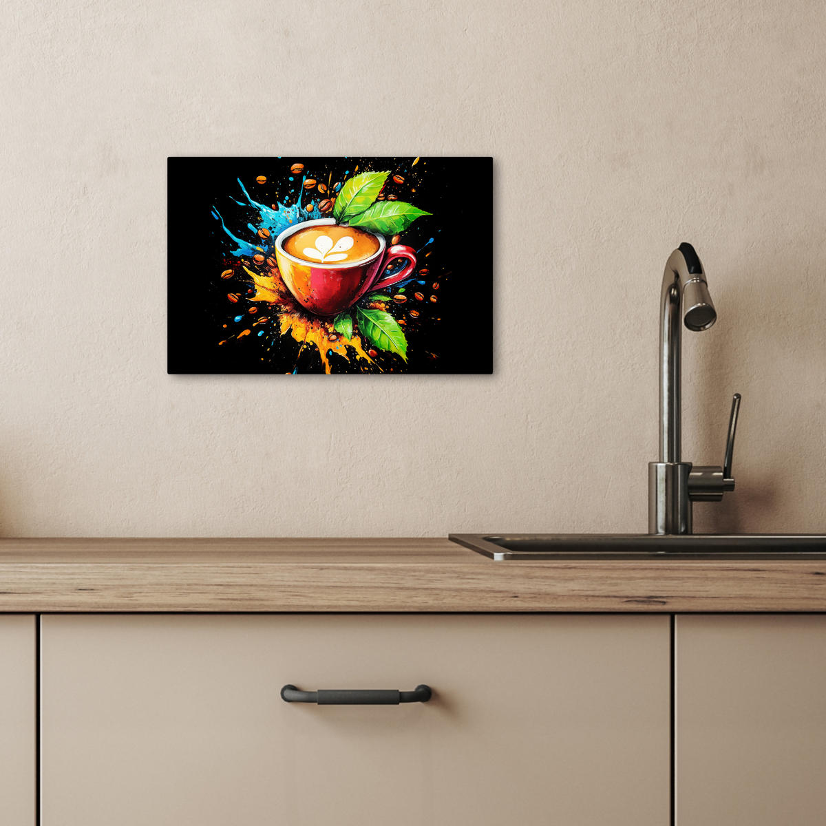 LEINWANDBILD Kaffee - Graffiti - Trinken - Abstrakt 30x20 cm - Mokka, Textil (30/20cm) - MuchoWow