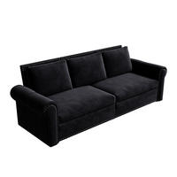 SCHLAFSOFA 3-in-1 ausziehbar mit Rollarmlehnen, DE-42865, Schwarz - Schwarz, Metall (238/98/90cm) - ComfortXL