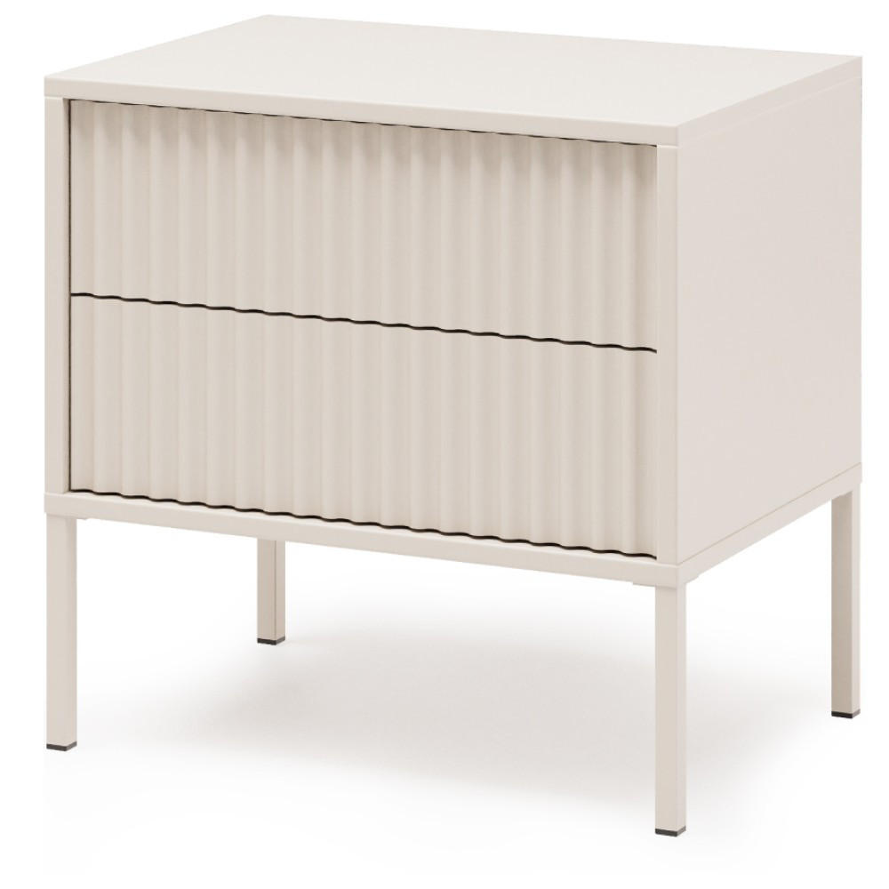 NACHTTISCH Noto mit 2 Schubladen und geriffelten Fronten, 54 cm - Kaschmir, Holzwerkstoff (54/38/53cm) - Beautysofa