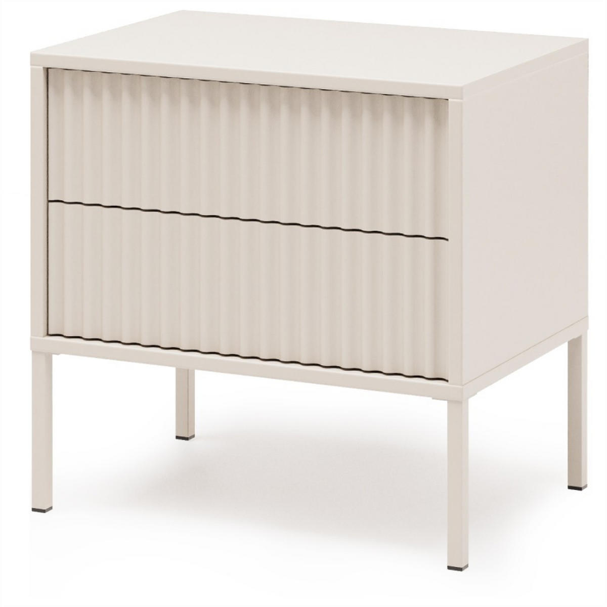 NACHTTISCH Noto mit 2 Schubladen und geriffelten Fronten, 54 cm - Kaschmir, Holzwerkstoff (54/38/53cm) - Beautysofa