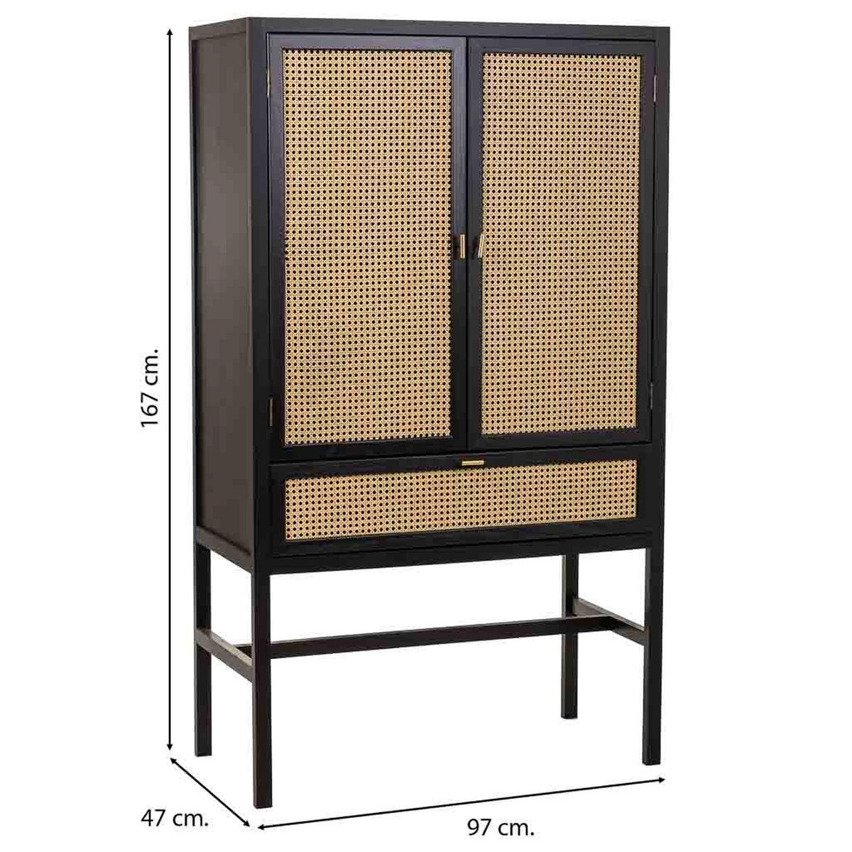 HIGHBOARD aus Holz und Netz, Schwarz, 97x47x167 cm - Schwarz, Holz (97/167/47cm) - Wanderlust