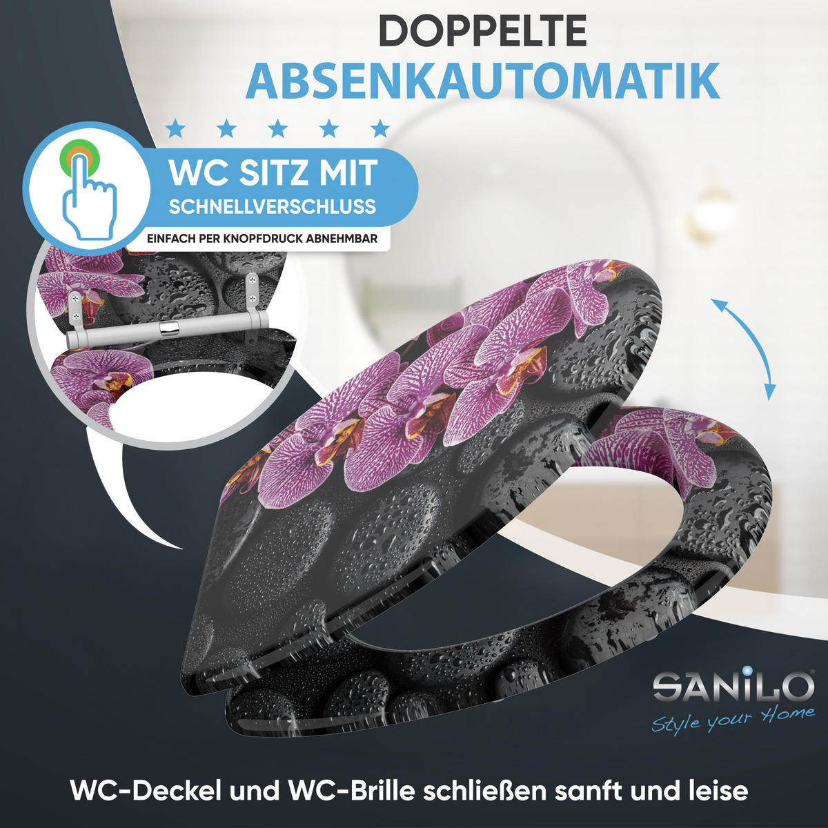 WC-SITZ mit Absenkautomatik & Top Fix Madeira - Violett, Holzwerkstoff (37.7/5.5/48cm) - Sanilo