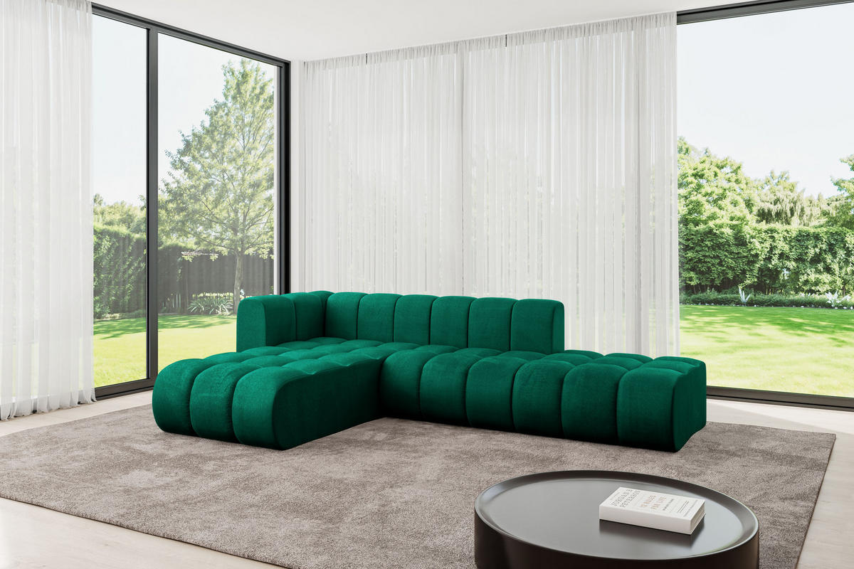 ECKSOFA modulares Sofa Zuvon-L1 - 296x177x70 cm Grün - Dunkelgrün, Holzwerkstoff/Textil (296/177cm) - ALTDECOR