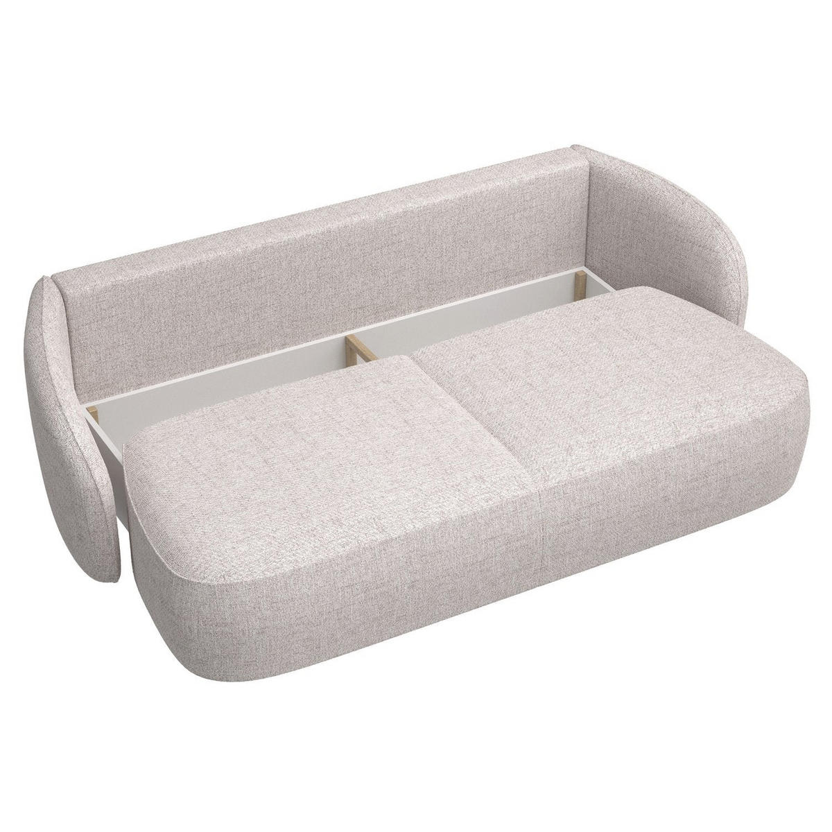 3-SITZER-SOFA Savoy Hellbeige mit Schlaffunktion - Ecru/Schwarz, Kunststoff/Textil (254/96/105cm) - Selsey