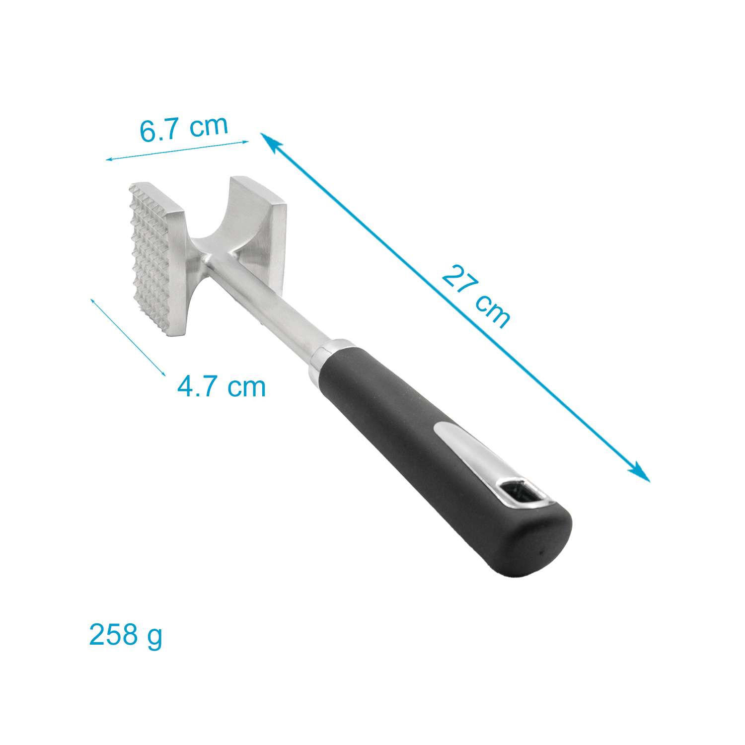 FLEISCHKLOPFER doppelseitig - Silberfarben, Metall (27cm) - Intirilife