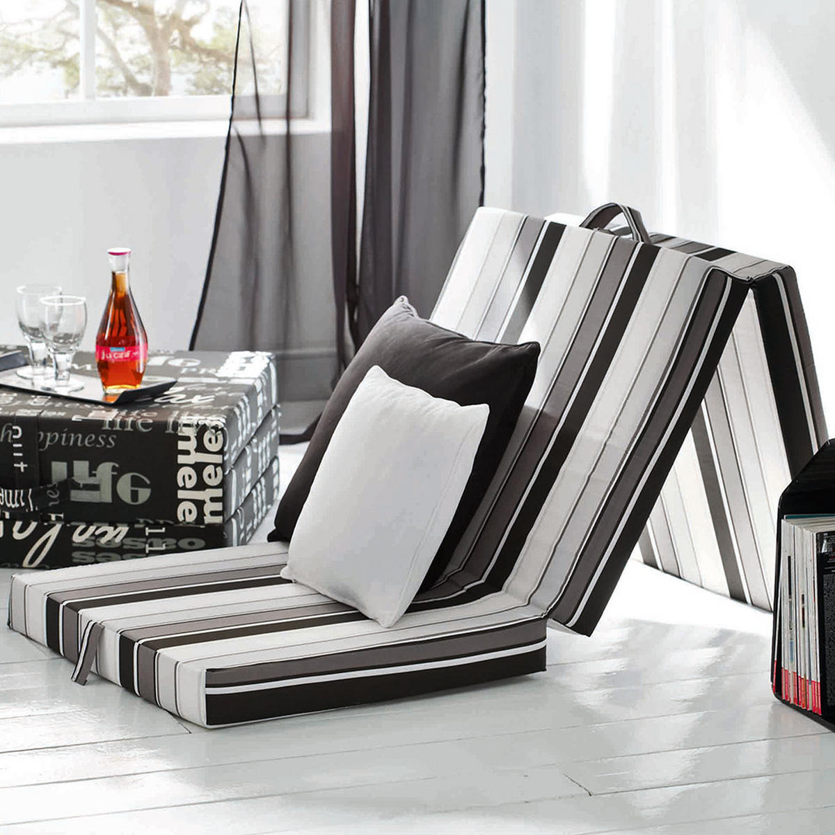 FALTMATRATZE Schwarz 190 x 70 cm - Schwarz, Textil - VitaliSpa