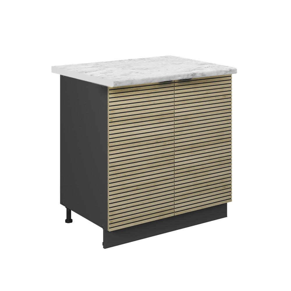 KÖKSUNDERSKÅP Fame-Line, Ekpanel/antracit, 80 cm Marmuras stalviršis Ekfärgad, Antracit 82/80/60 cm