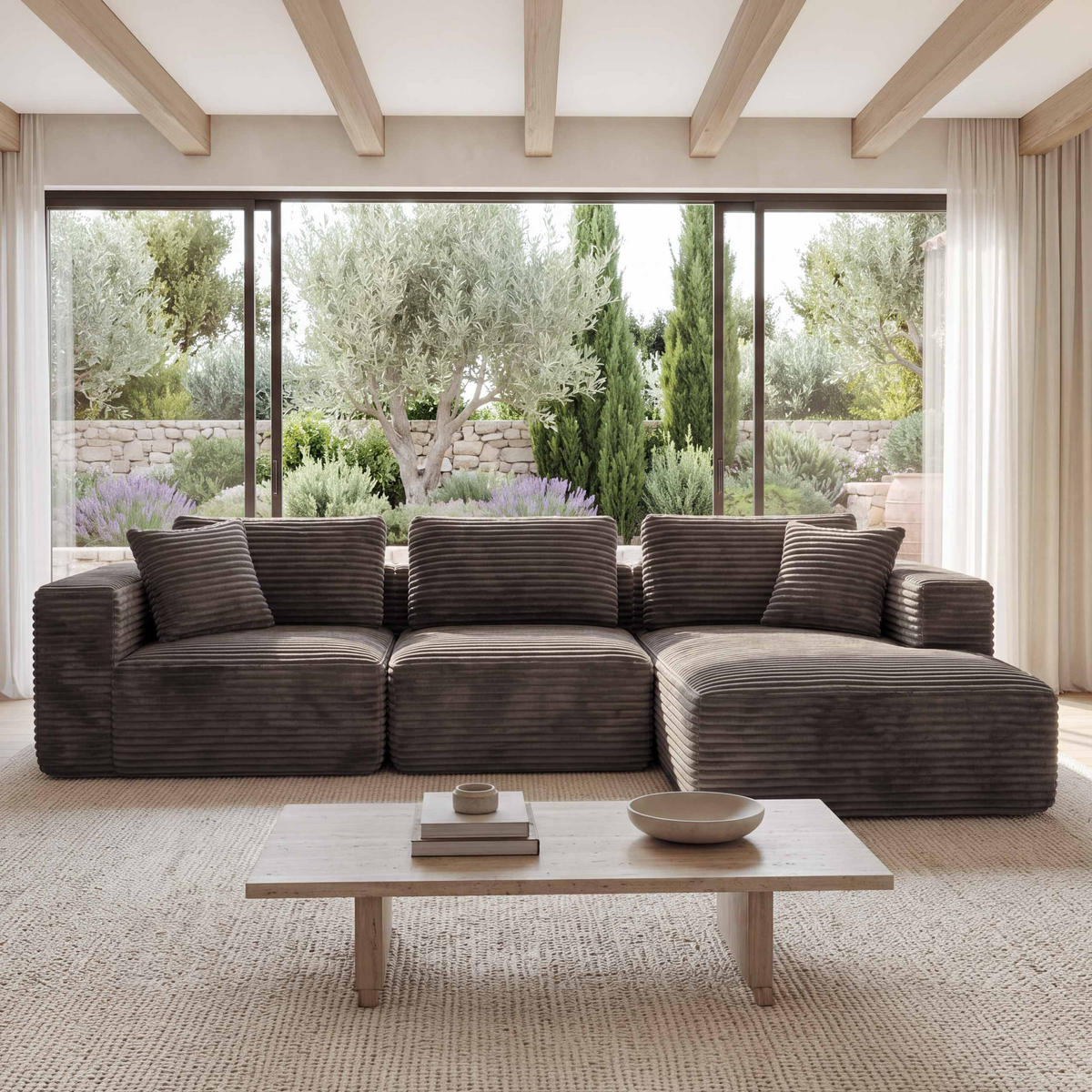 SOFA-GARNITUR Braun - Braun, Textil (276/58/154cm) - MCW