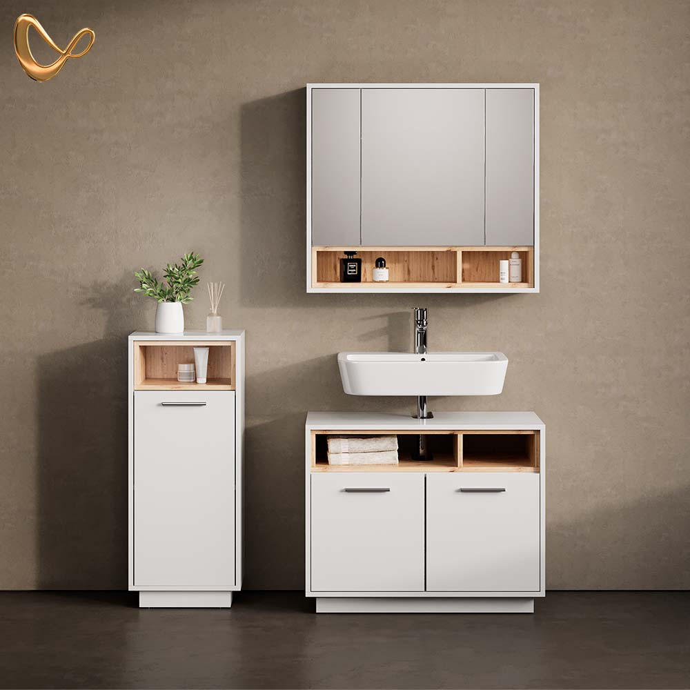 MIDISCHRANK Temo Weiß 30 x 93 cm - Weiß, Holzwerkstoff (30/93/30cm) - Livinity®