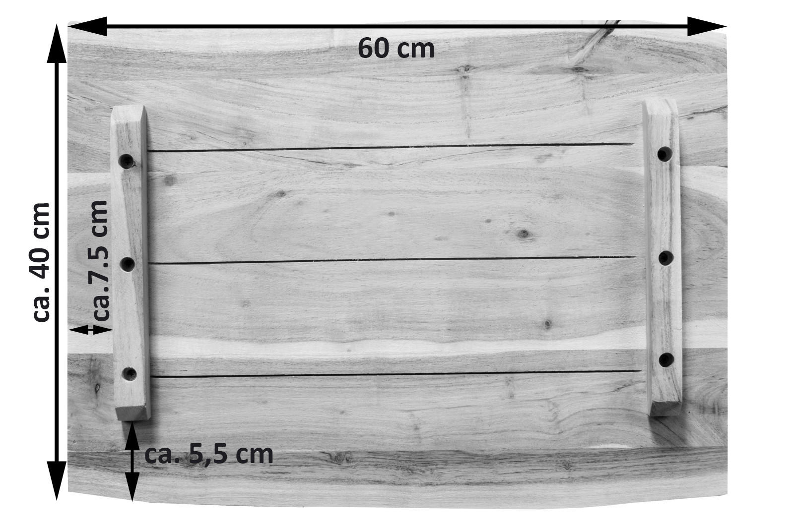 TISCHPLATTE CURTIS - Beige/Naturfarben, Akazienholz/Holz (40/60/3cm) - SAM