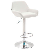 BARHOCKER Lederlook weiß - Chromfarben/Walnussfarben, Textil/Metall (51/89/52cm) - CLP