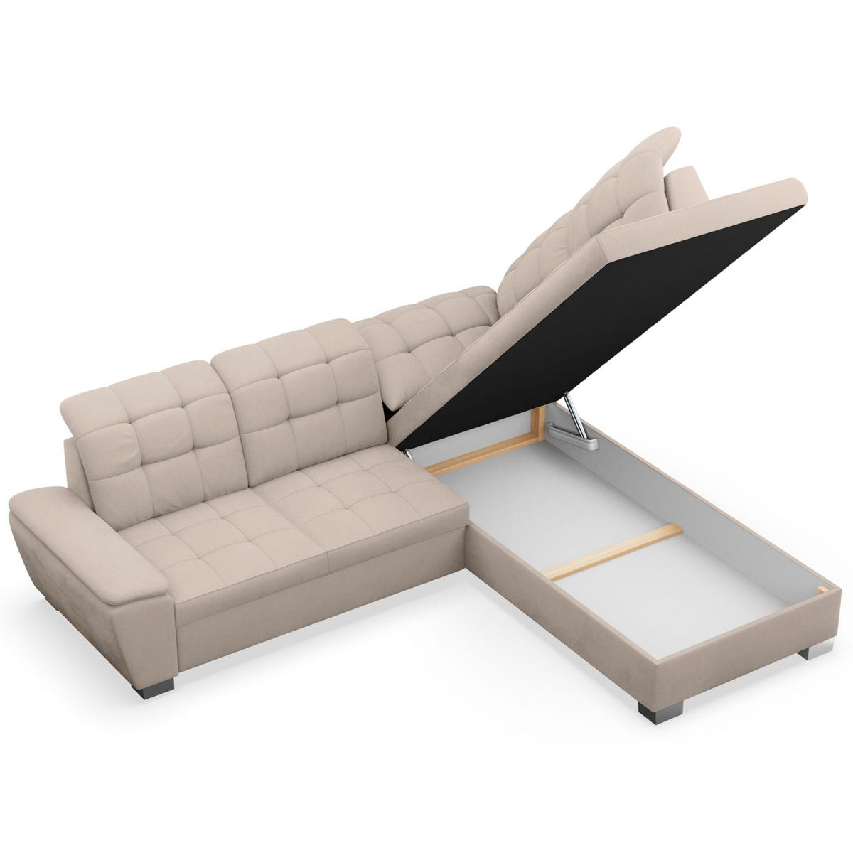 ECKSOFA Jamaal Beige rechtsseitig - Beige/Schwarz, Textil (258/212cm) - Selsey
