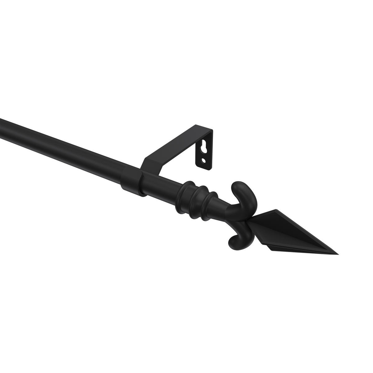 GARDINENSTANGE Olymp Matteo 120 cm, 1-läufig (ohne Ringe), 16 mm Ø Schwarz - Schwarz, Metall (120cm) - INTERDECO