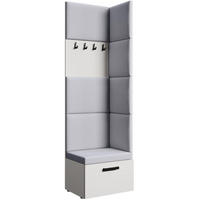 GARDEROBE Margaret V 81/203/43 mit gepolsterten Paneelen - Schwarz/Weiß, Holzwerkstoff/Kunststoff (60/206.5/42cm) - Beautysofa