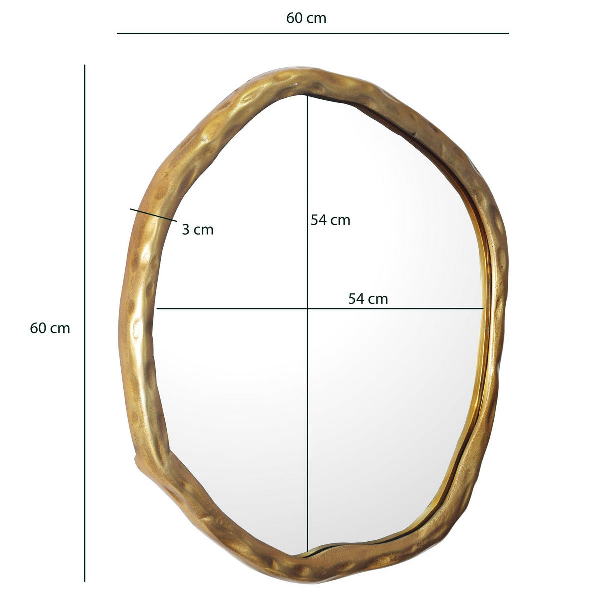WANDSPIEGEL Asymmetrisch Metall Gold 60x60 cm Modern - Goldfarben, Glas (60/60/3cm) - KADIMA DESIGN