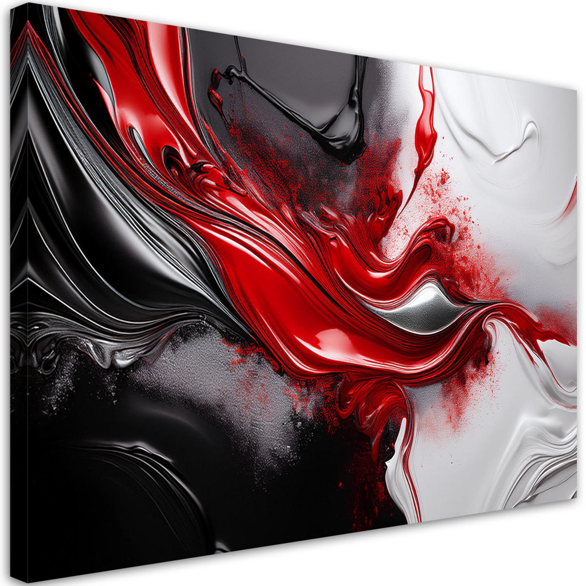 LEINWANDBILD Abstraktes Rot Schwarz 3D - Rot, Textil (100/70cm) - Feeby