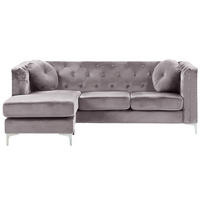 ECKSOFA Samtstoff Grau linksseitig Flen - Grau, Textil (212/145cm) - Beliani