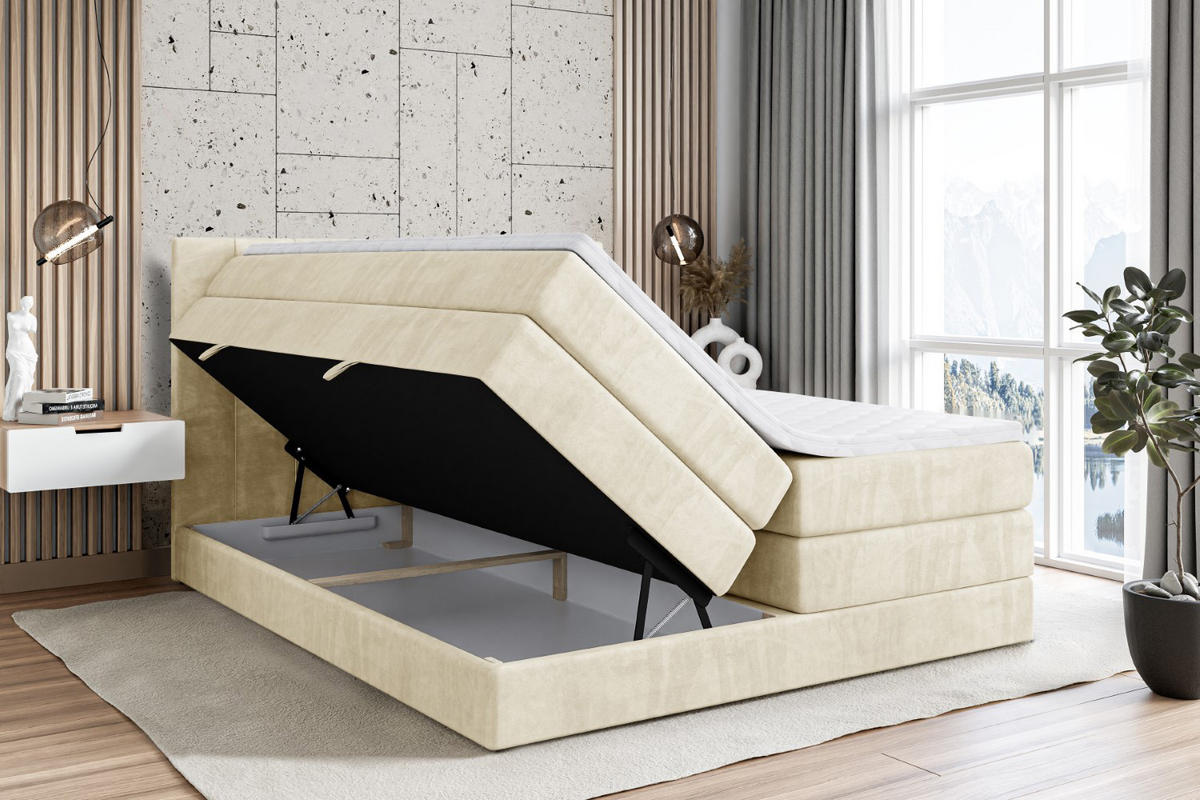 BOXSPRINGBETT VELANTO-BZ KING - 120 x 200 - H3/H4 - Beige - Beige, Holzwerkstoff (120/200cm) - ALTDECOR