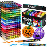 MARKER-SET 162 Farben Acryl-Marker wasserfest - Multicolor, Kunststoff (13/15/26cm)