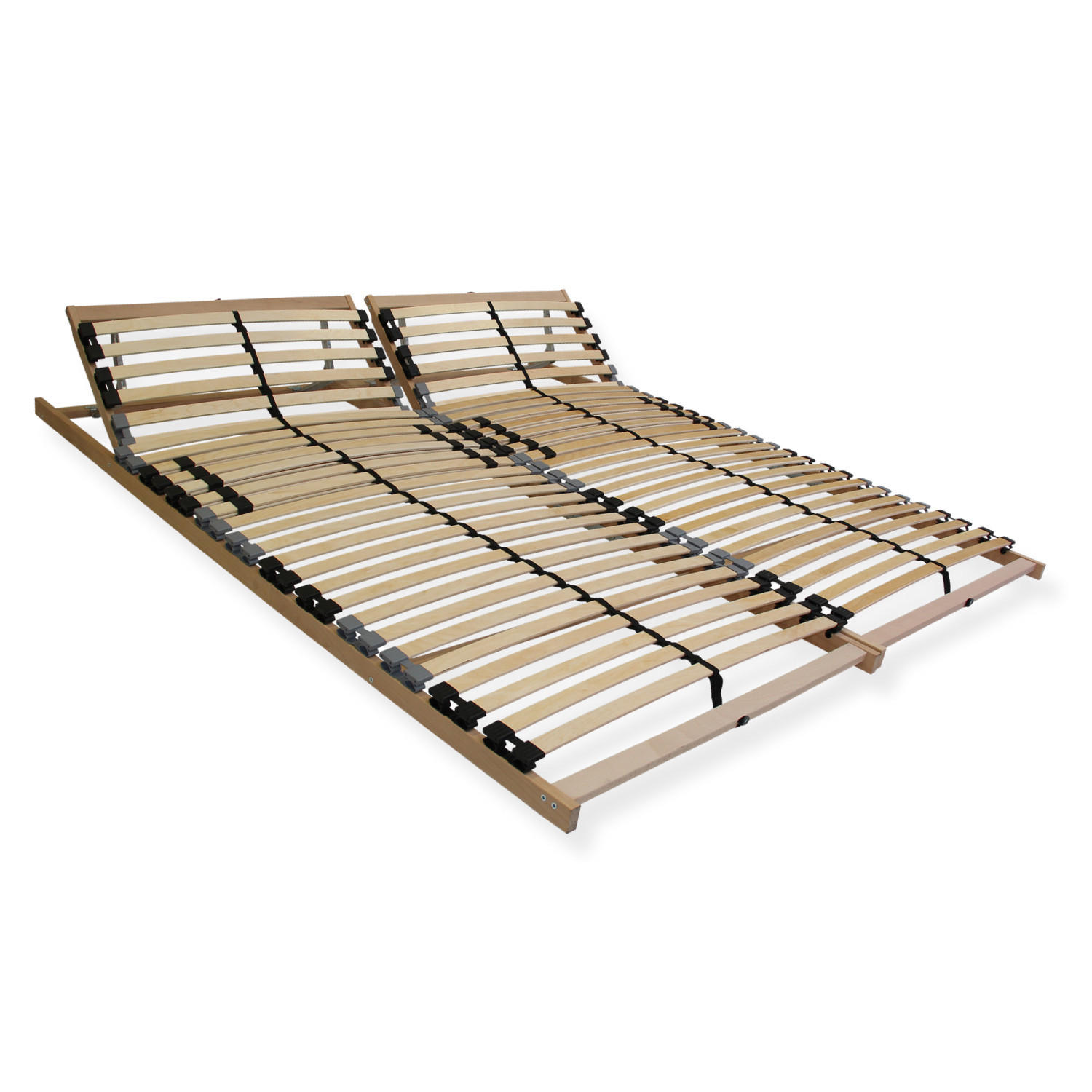 LATTENROST 180x200 cm (2 x 90x200 cm), Kopfteil verstellbar, Buche - Buchefarben/Braun, Holz (180/200cm) - Sleepneo
