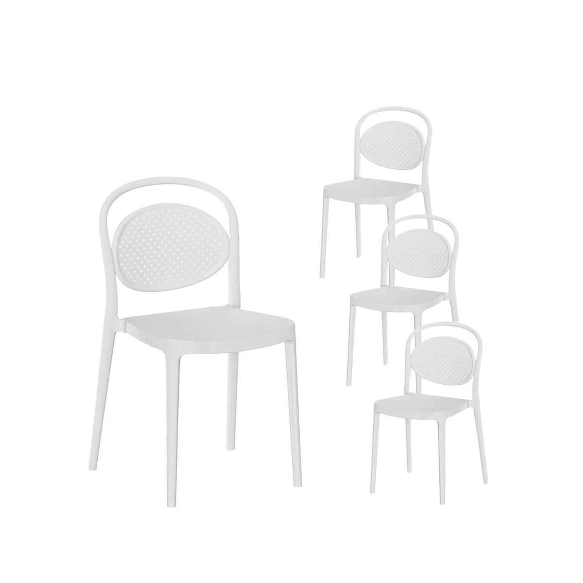 GARTENSTUHL Kira Weiß 43 cm x 80 cm 4er-Set - Weiß, Kunststoff (43/80/53cm) - Klast Home