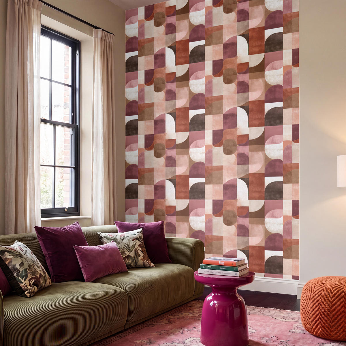 TAPETE - Geometrie - Modern - Retro - 160x280 cm - Multicolor, Papier (160/280cm) - OnlyWow