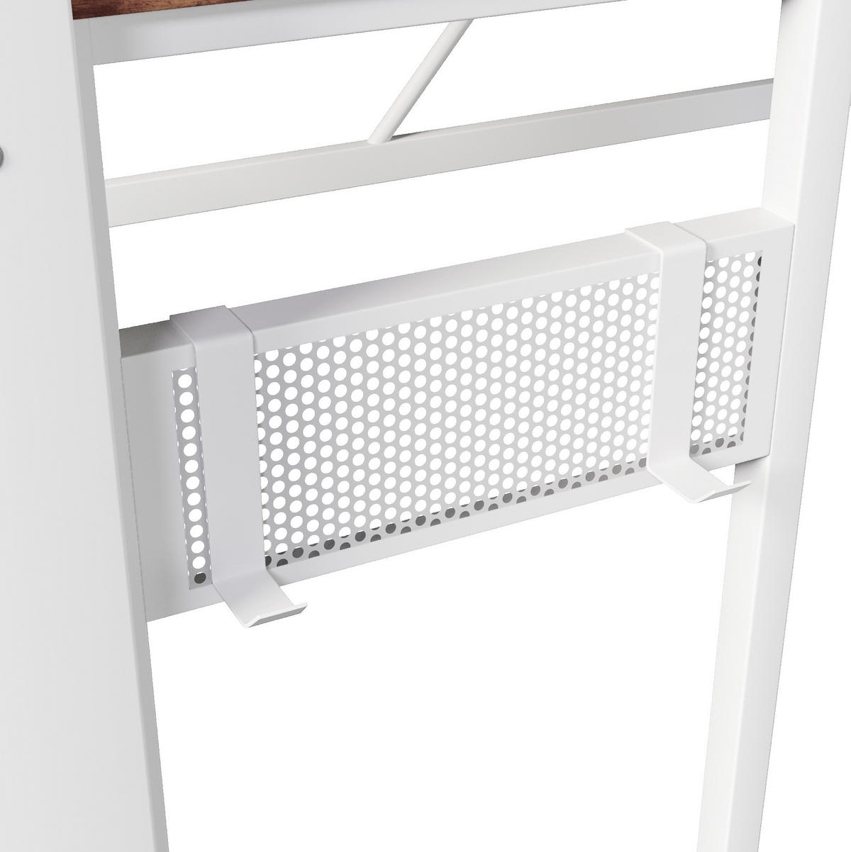 HOCHBETT 90/200 cm weiß aus Metall und MDF mit Schreibtisch - Weiß, Metall (90/200cm) - OKWISH