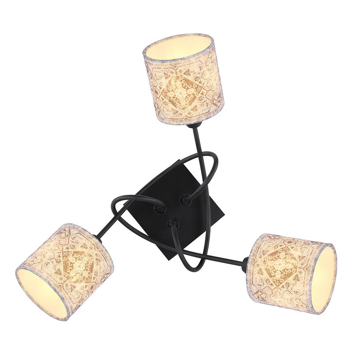 DECKENLEUCHTE Metall Grau Textil 3-flammig - Schwarz, Holz (46/46/27.5cm)