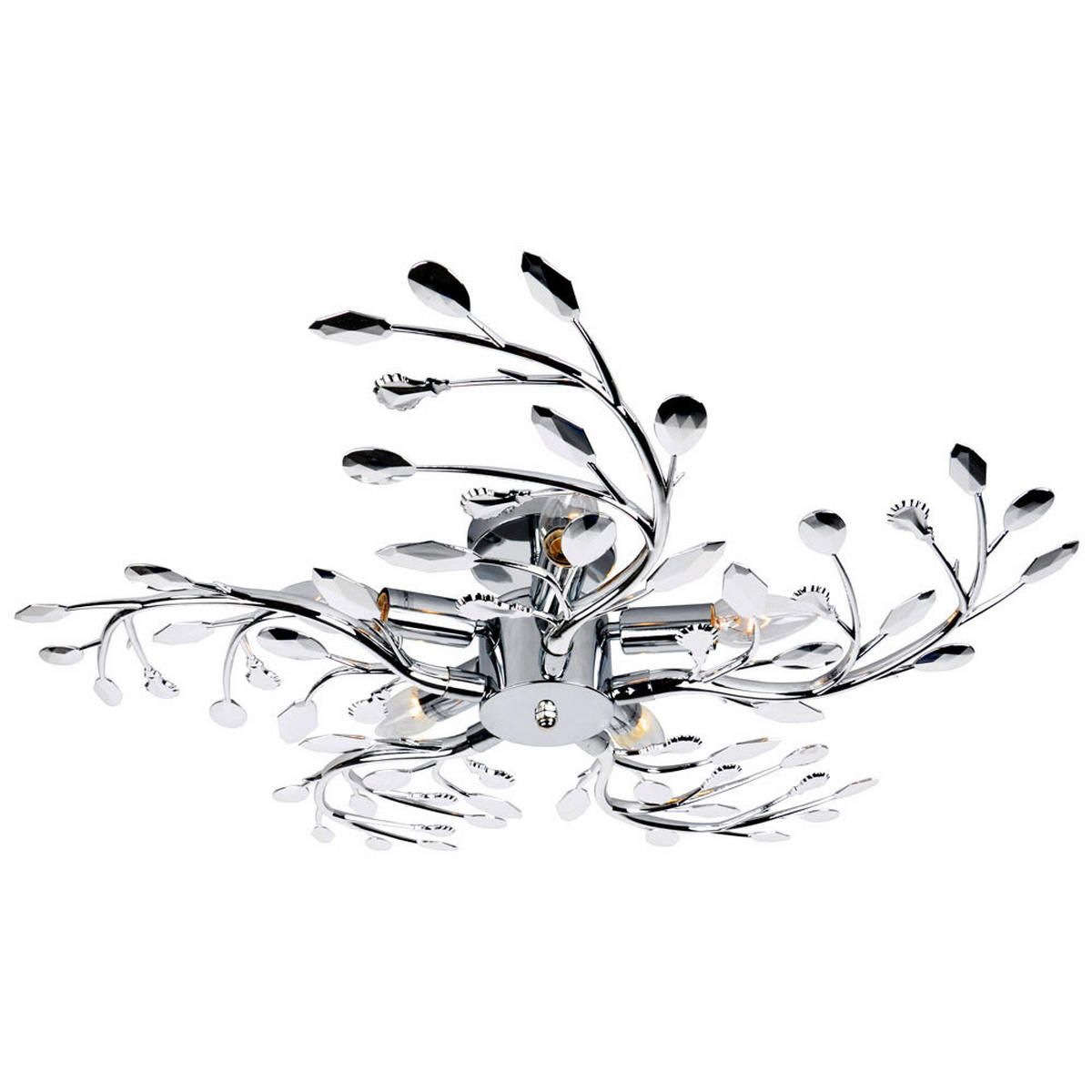 LED DECKENLEUCHTE Chrom Silber Blätter-Design - Silberfarben, Metall (65/65/16cm) - Globo Lighting