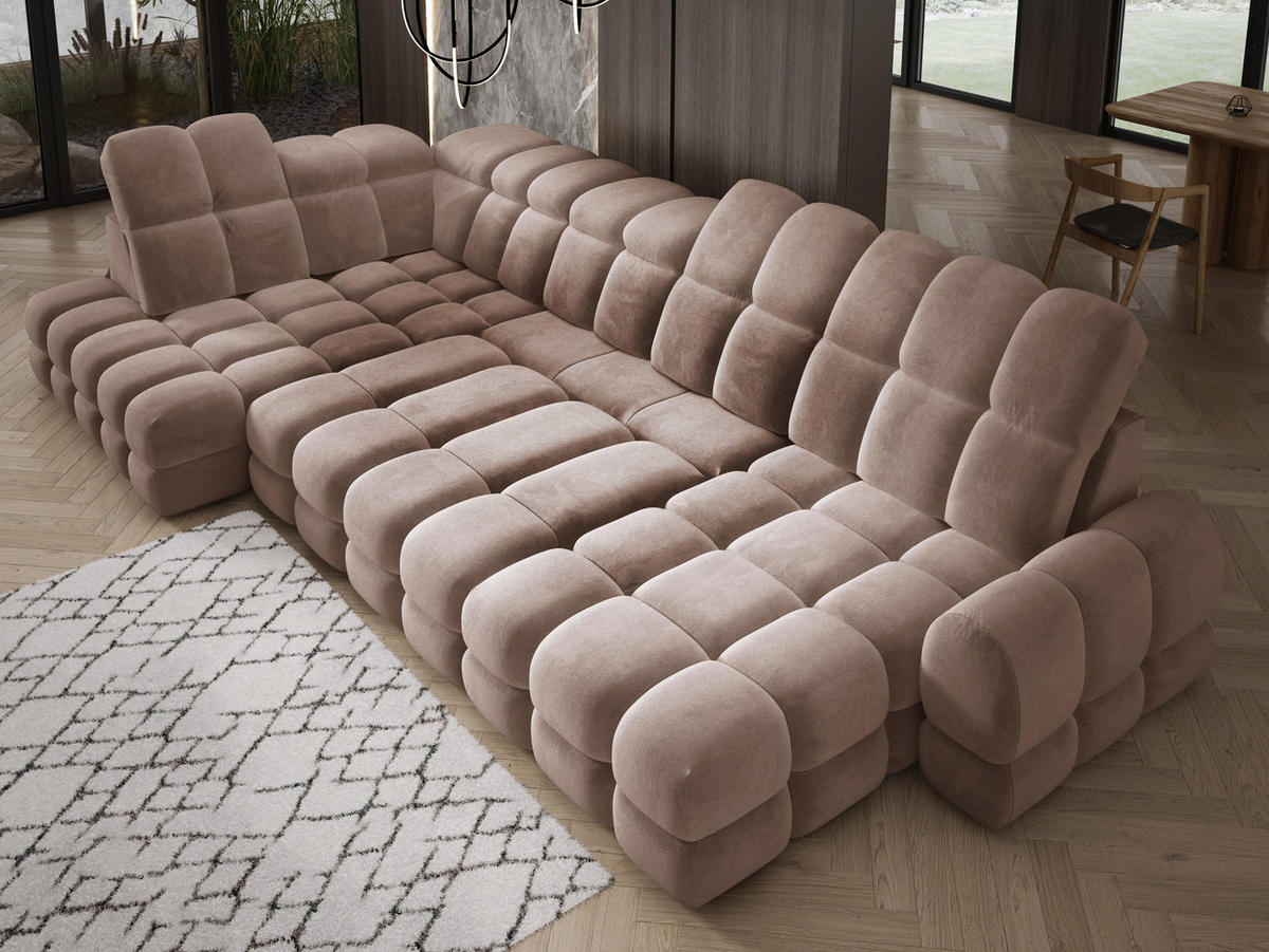 ECKSOFA TOLLO Salvador-stoff U-form 400x217x105 cm braun - Braun, Holz/Textil (400/217cm) - DomoHome