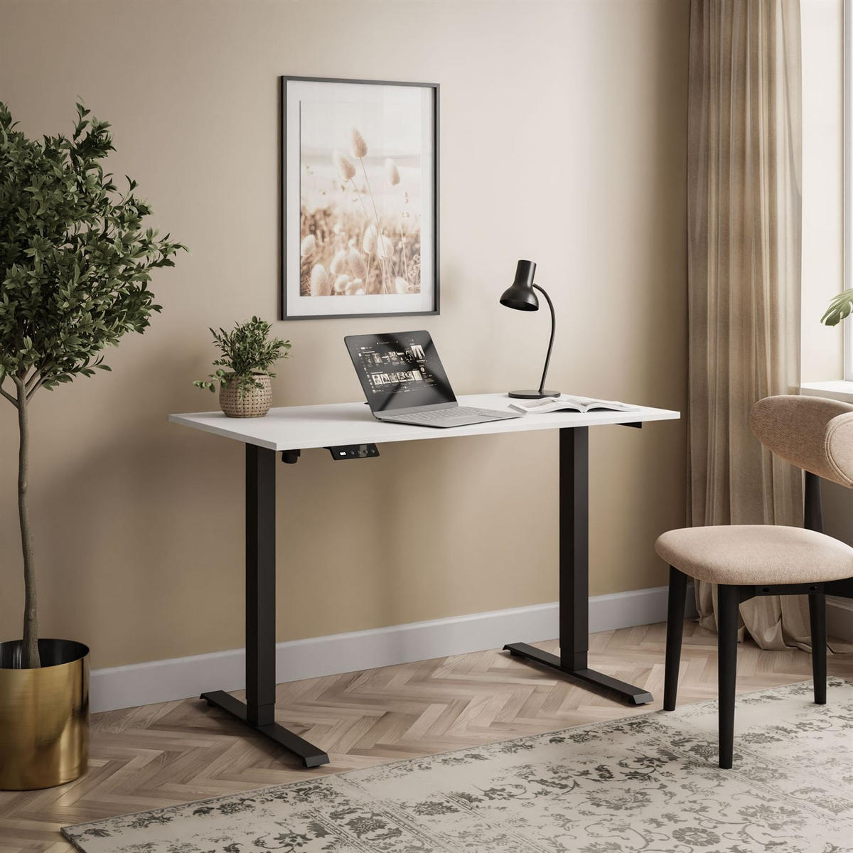 SCHREIBTISCH SPACE höhenverstellbar mit Metallbeinen schwarz/weiß - Weiß, Holzwerkstoff (60/110/69.5cm) - Lookway