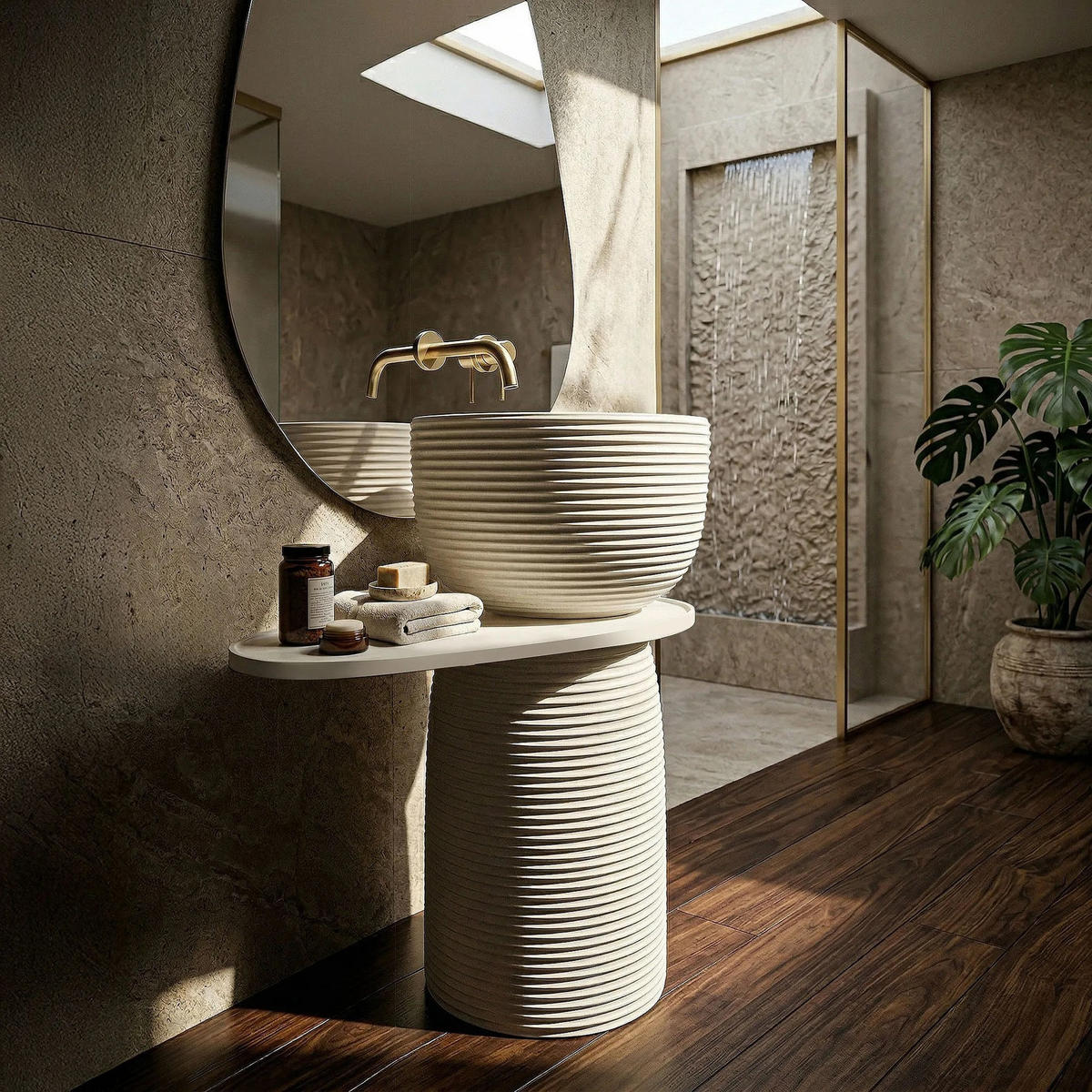 STANDWASCHBECKEN Rea Azalia - Beige, Kunststoff (39.5/86/65.5cm) - REA