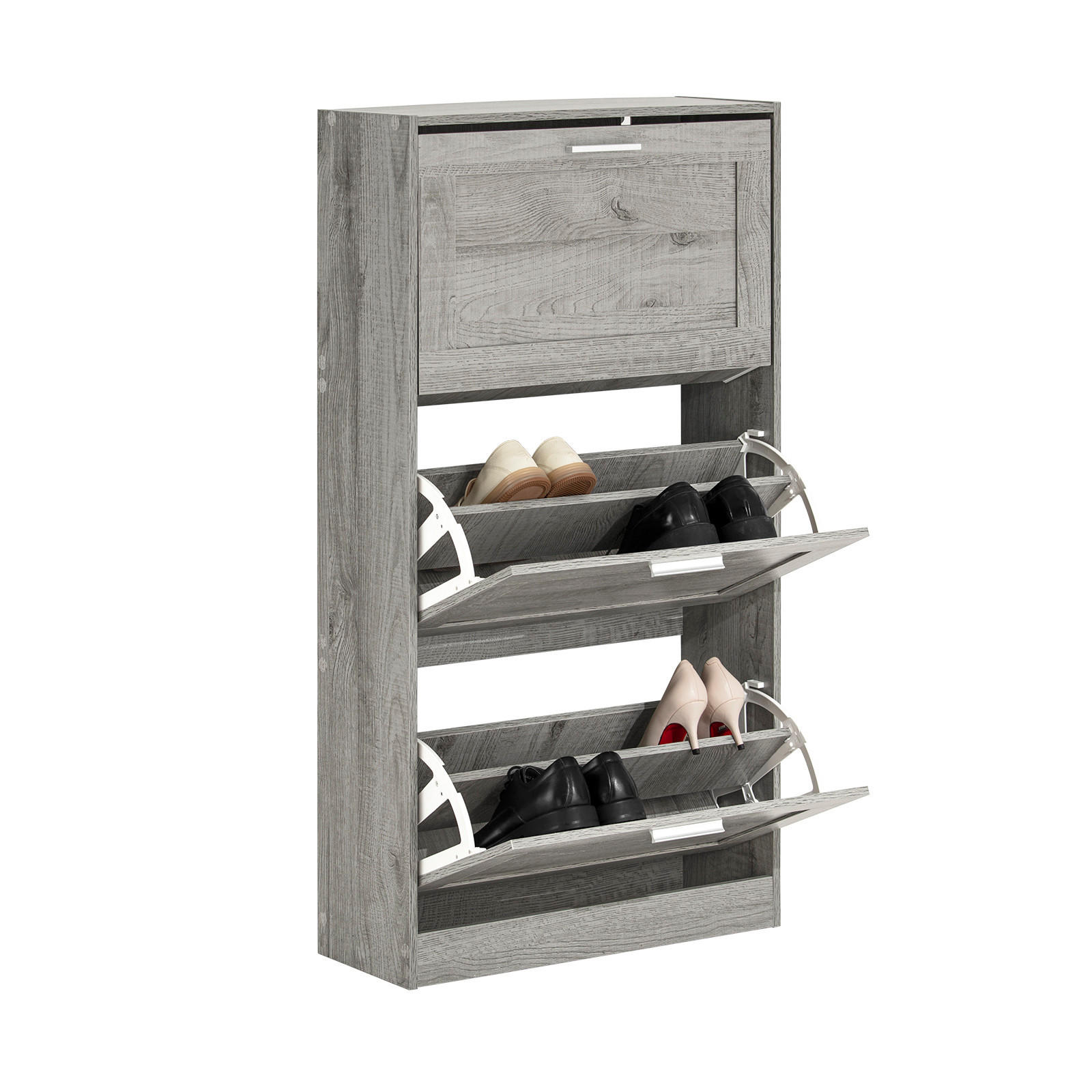 SCHUHSCHRANK Grau - Grau, Holzwerkstoff (60/115/23cm) - SoBuy
