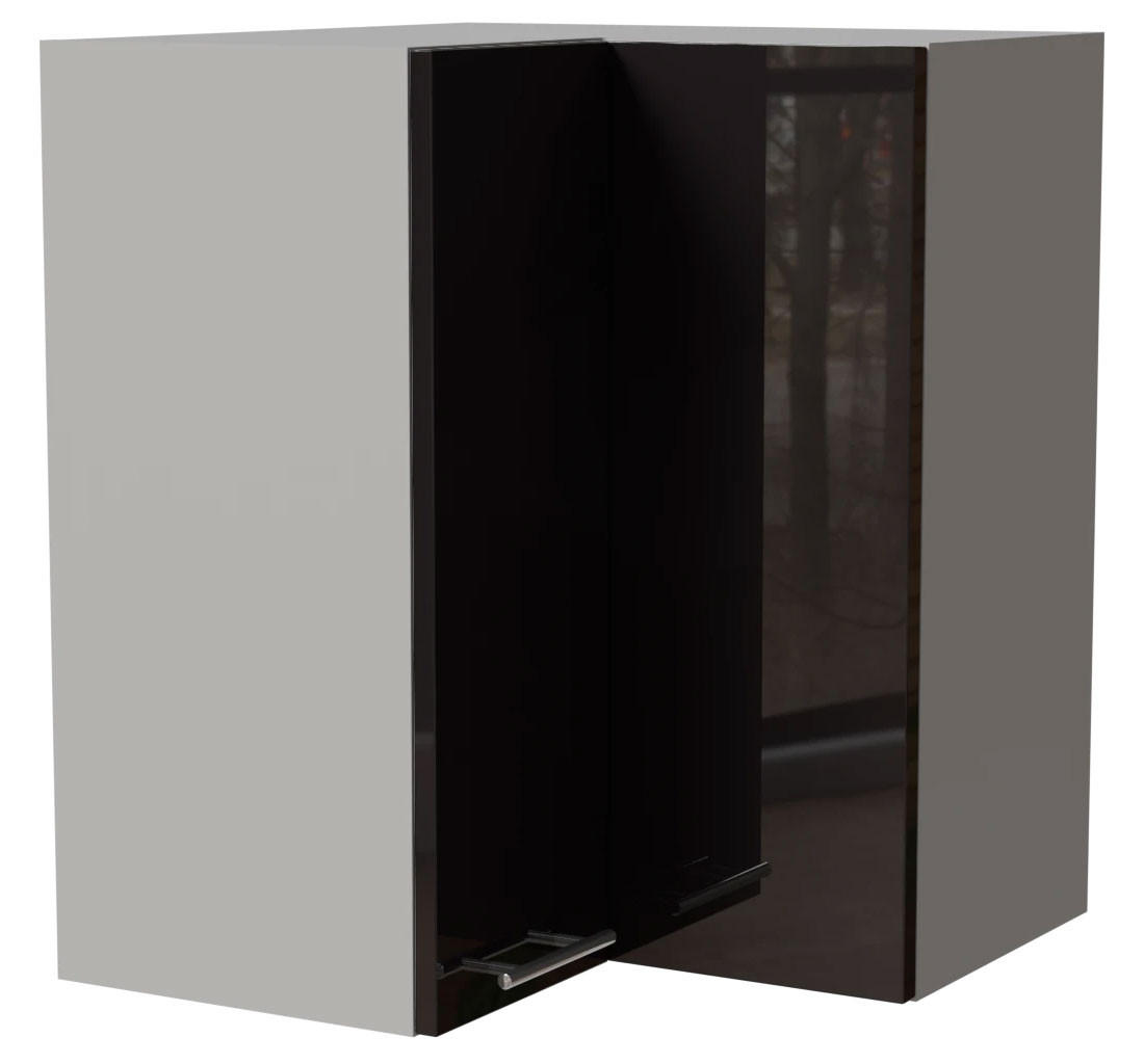 ECKHÄNGESCHRANK Essen W12/60 Schwarz Hochglanz / Grau Matt 60 / 60 / 72cm - Schwarz Hochglanz/Schwarz, Holz/Holzwerkstoff (60/72/60cm) - Feldmann-Wohnen