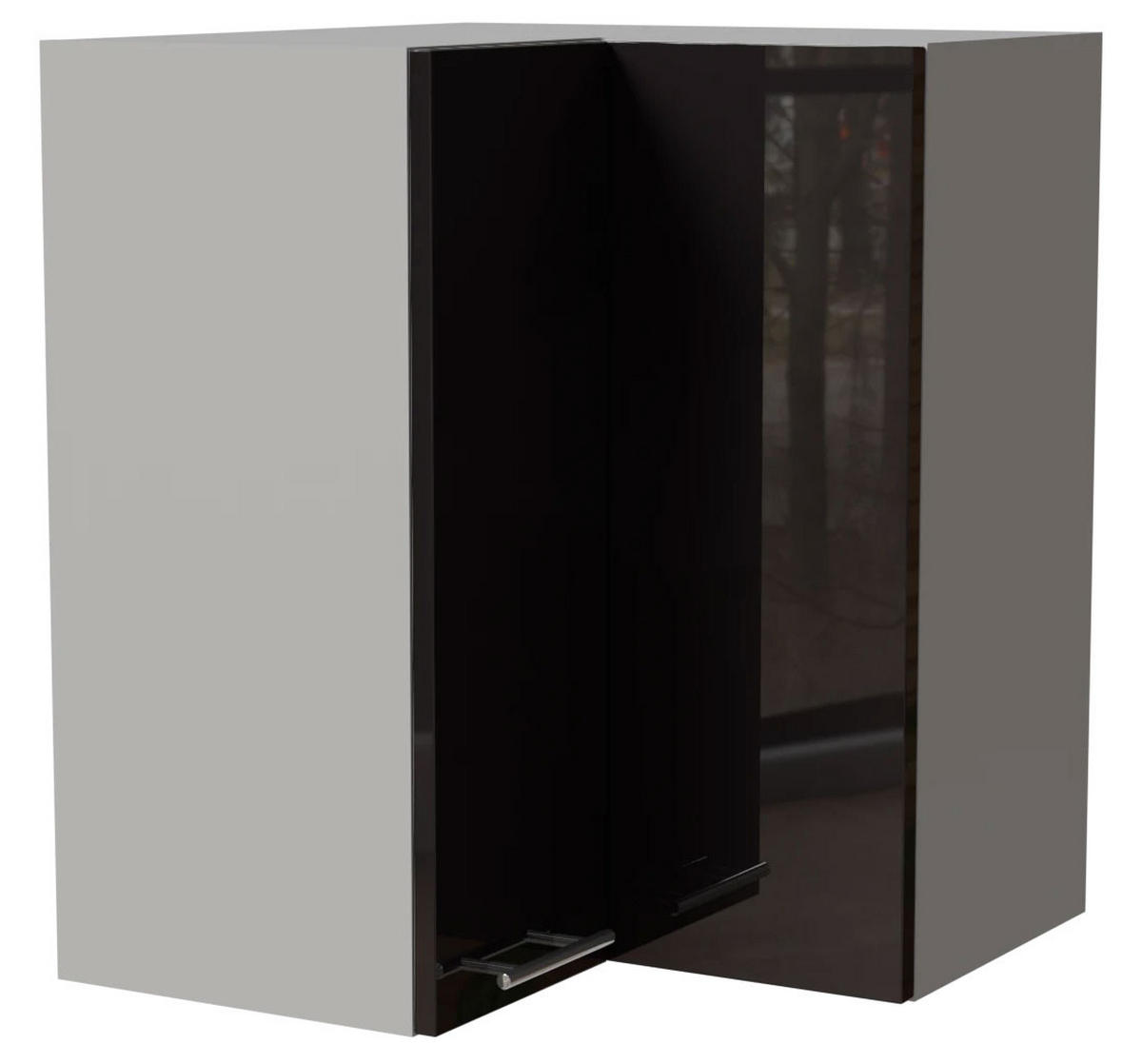 ECKHÄNGESCHRANK Essen W12/60 Schwarz Hochglanz / Grau Matt 60 / 60 / 72cm - Schwarz Hochglanz/Schwarz, Holz/Holzwerkstoff (60/72/60cm) - Feldmann-Wohnen