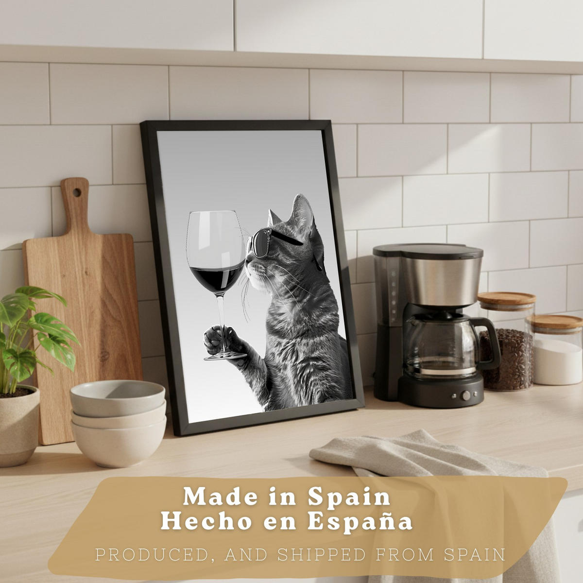 PLAKAT Sada 4 Byn Animals A4 Černý rám - černá, papír (29.7/1/21cm) - Nacnic