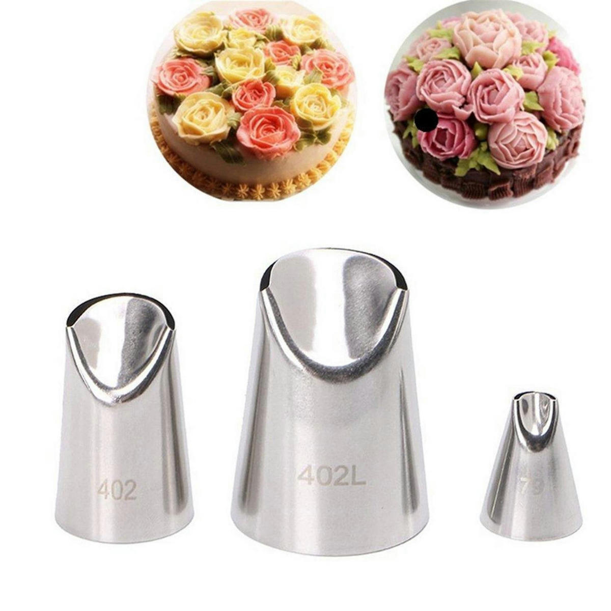 SPRITZTÜLLEN Set 3-teilig Edelstahl - Silberfarben, Metall (3/3/4.7cm)