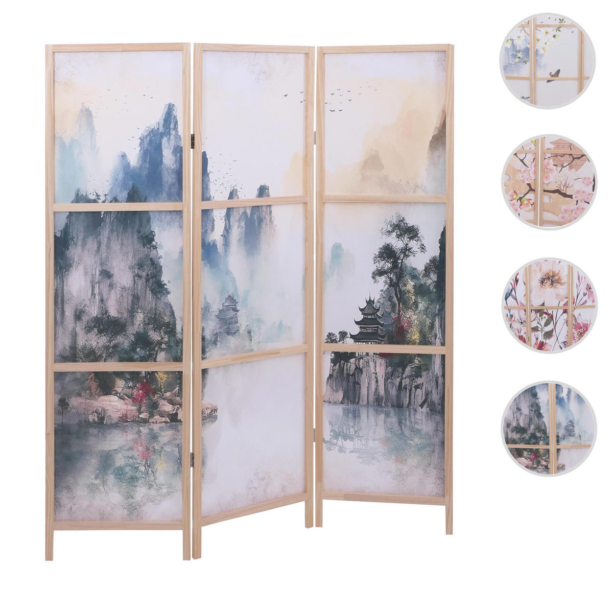 PARAVENT Blaugrau - Blaugrau, Holz (137/170/2cm) - MCW