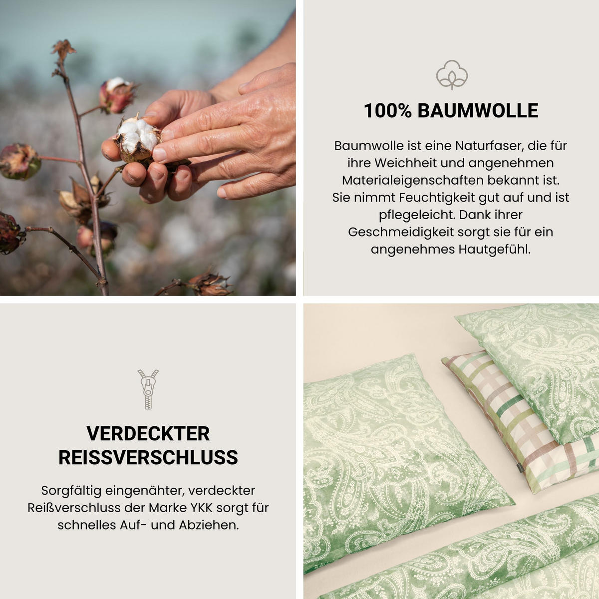 BETTWÄSCHESET Claire - Renforcé - 2-teilig - 135x200 cm - Grün - Grün, Textil (135/200cm) - SCHIESSER