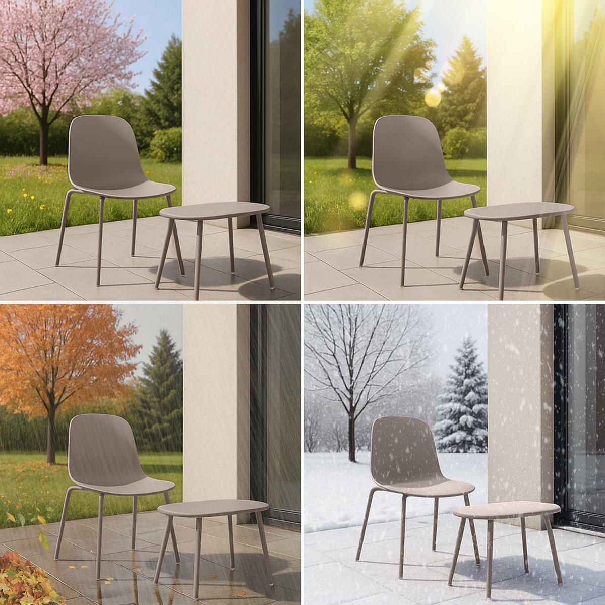 GARTENSITZGRUPPE Kunststoff Taupe (3-teilig) - Taupe, Kunststoff - CLP
