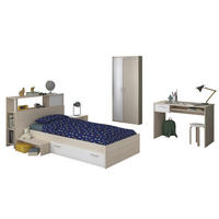 KINDERZIMMER Jugendzimmer Komplett-Set 5-tlg. Kleiderschrank Schreibtisch Bett 90x200 - Silberfarben/Weiß, Holz/Holzwerkstoff (203/180/123cm) - Parisot Meuble
