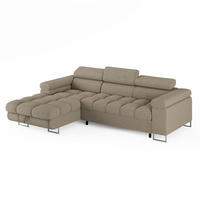 ECKSOFA CLOUD Links Beige L-Form Bouclé-Stoff mit Schlaffunktion und Bettkasten - Chromfarben/Beige, Holz/Metall (235/275cm) - Barchello