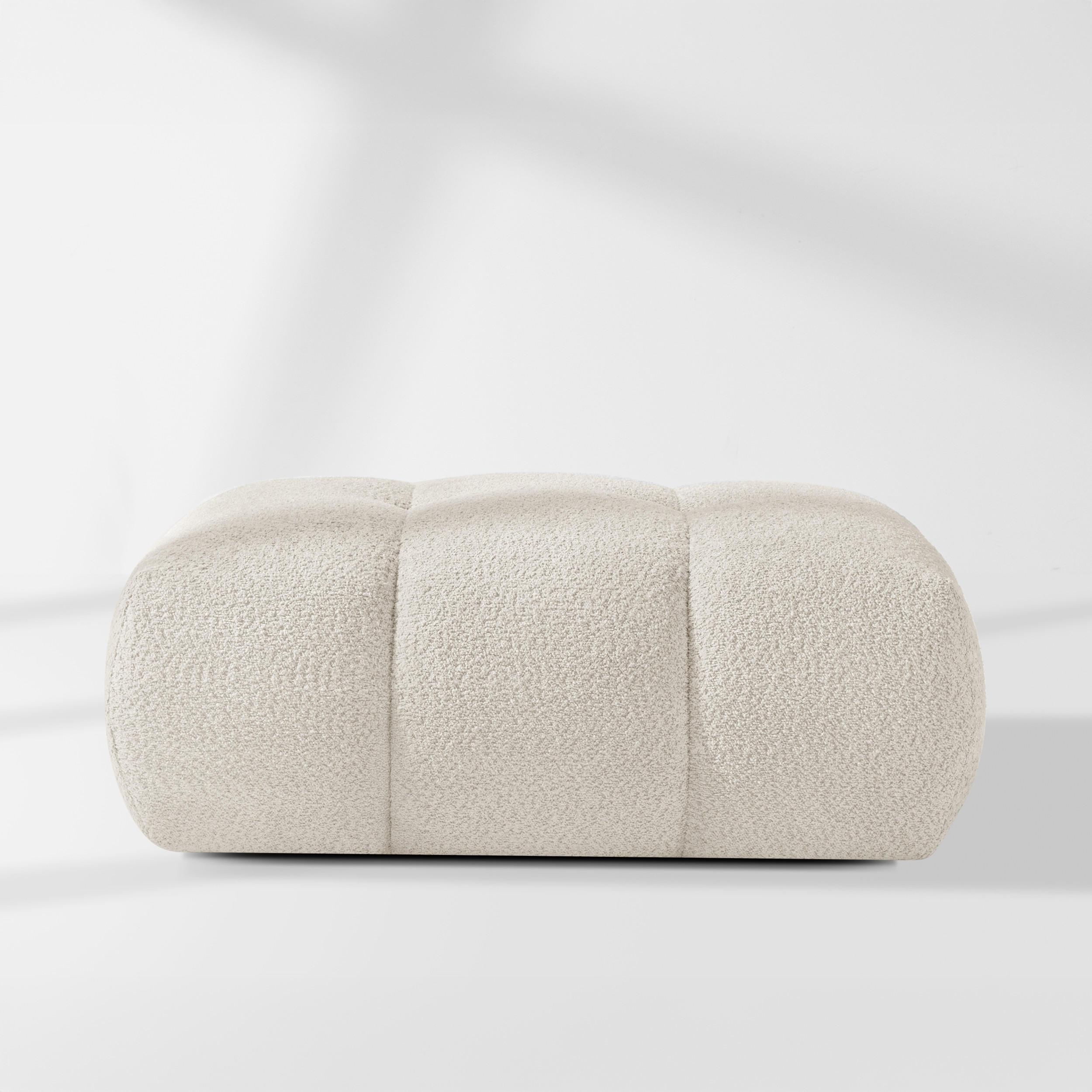 POUF LIRA, Weiß, Bouclé - Weiß, Holz/Holzwerkstoff (96/43/50cm) - KONSIMO®
